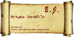 Brtyka Jordán névjegykártya